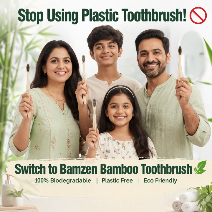 Bamzen Bamboo Toothbrush Pack of 2