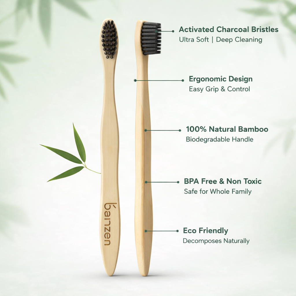 Bamzen Bamboo Toothbrush Pack of 2