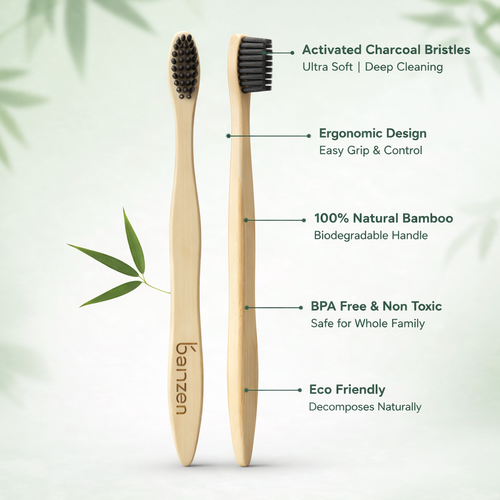 Bamzen Bamboo Toothbrush Pack of 2
